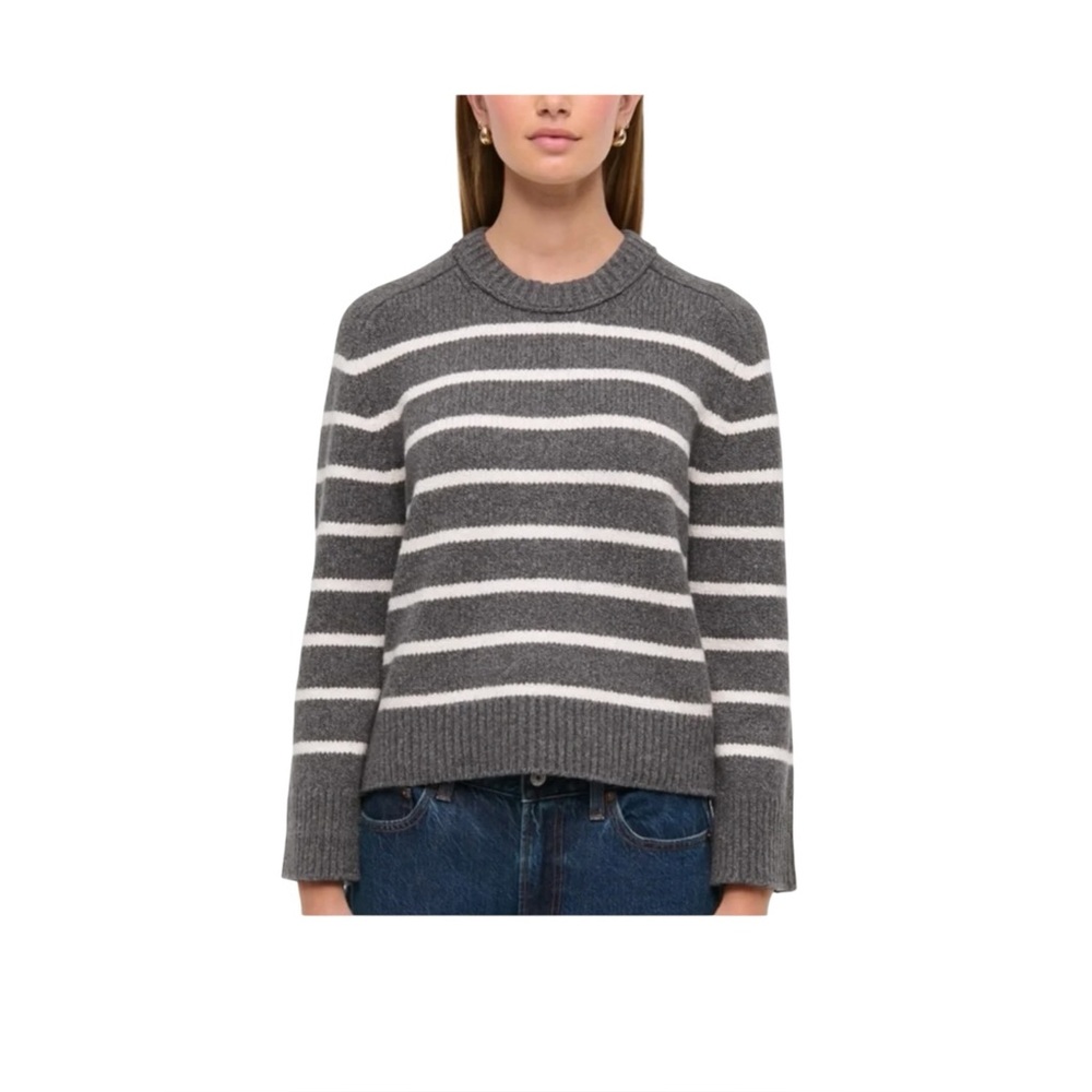 Abercrombie & Fitch Madeline Textural Crew Sweater In Dark Grey Stripe